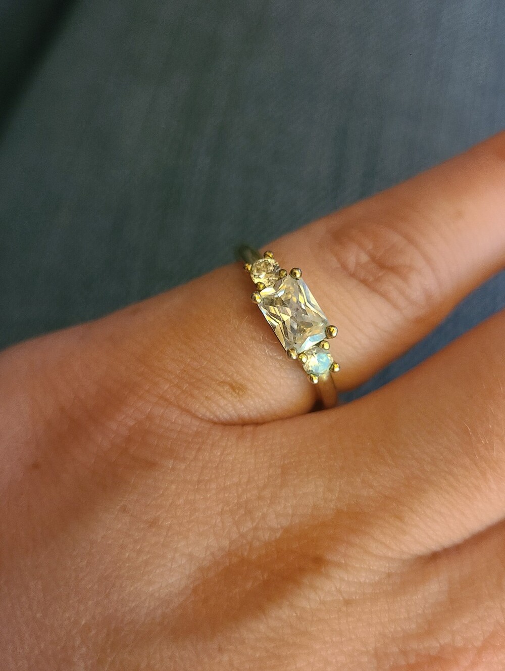 Three-Stone Clear CZ Accent Ring Sz 5